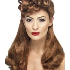 40's Vintage Pruik, Kastanjebruin