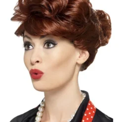 50's Huisvrouw Pruik, Kastanjebruin