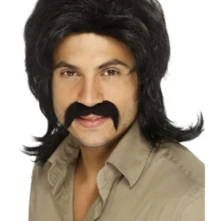 70's Retro Pruik, Zwart