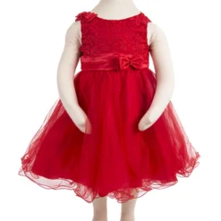 Babyjurk Rood Met Strik En Borduursel