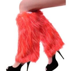 Beenwarmers Pluche Strepen Fluor Oranje