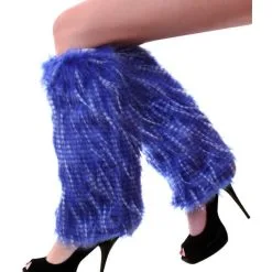 Beenwarmers Pluche Strepen Kobalt Blauw