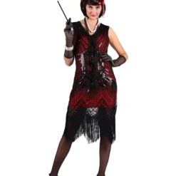 Charleston Jurk Daisy, Bordeauxrood-Zwart