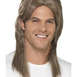 Deluxe Mullet Pruik, Bruin