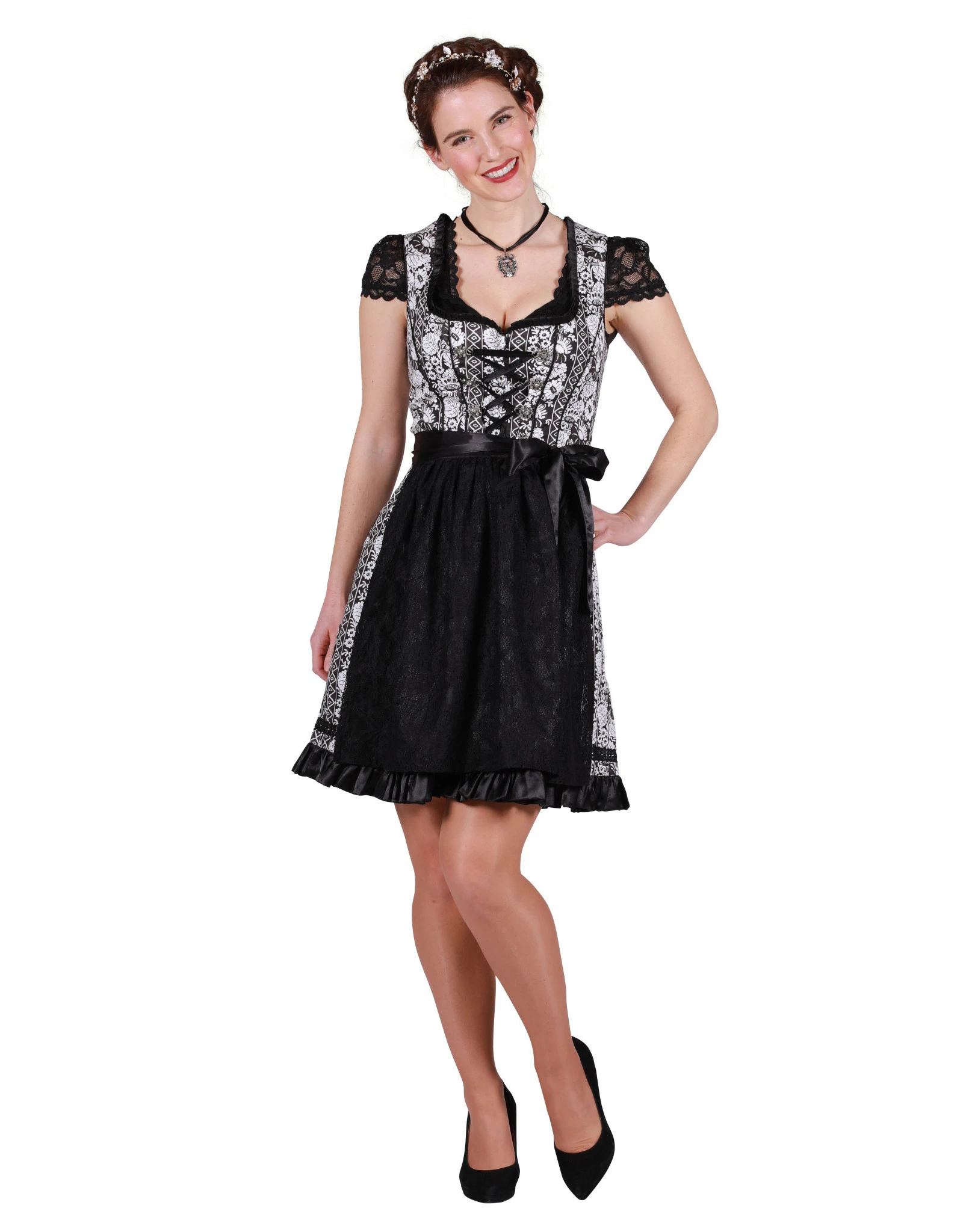 Dirndl "Isabella", Zwart-Wit 2 Dirndl "Isabella", Zwart-Wit - Afbeelding 2