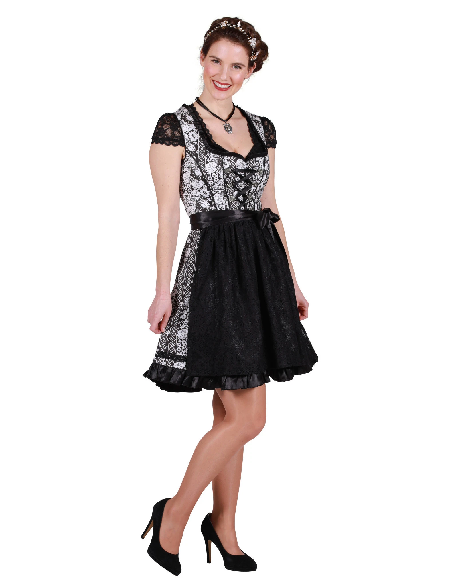 Dirndl "Isabella", Zwart-Wit 3 Dirndl "Isabella", Zwart-Wit - Afbeelding 3
