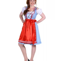 Dirndl Jurk ''Lisa'', Blauw-Rood -Kostuum Winkel dirndl jurk lisa blauw rood 2