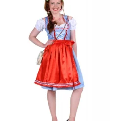 Dirndl Jurk ''Lisa'', Blauw-Rood -Kostuum Winkel dirndl jurk lisa blauw rood 3