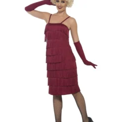Flapper Kostuum Bordeauxrood, Lang