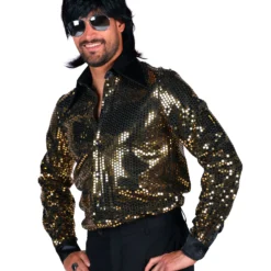 Heren Discoblouse "Night Fever", Goud