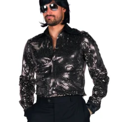Heren Discoblouse "Night Fever", Zilver