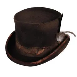 Hoge Hoed ''Used Look'', Bruin -Kostuum Winkel hoge hoed used look bruin 4