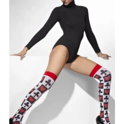 Hold-Up Kousen Met Speelkaarten Patroon -Kostuum Winkel hold up kousen met speelkaarten patroon 2