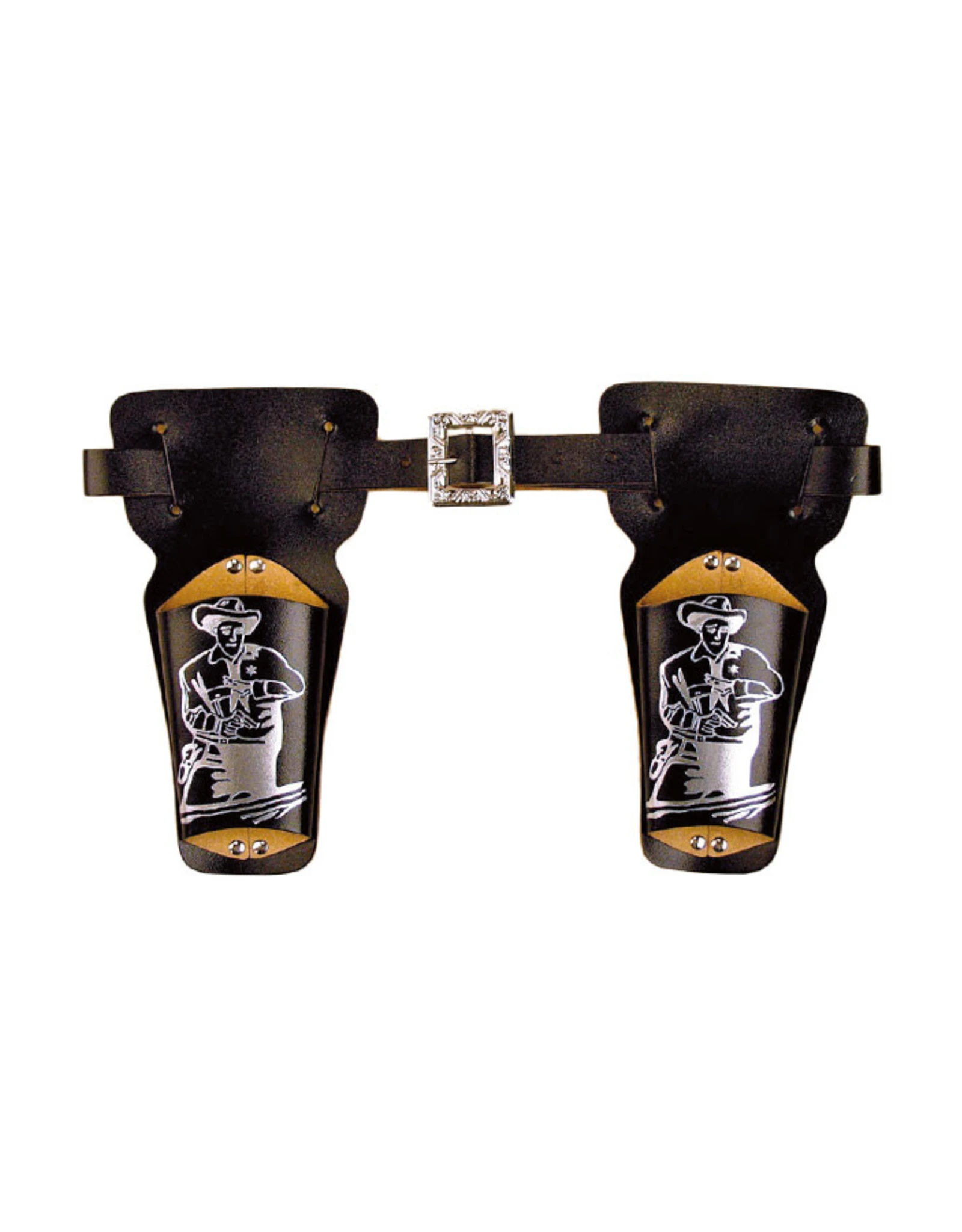 Holster Wild West Dubbel Zwart 90cm, Kind 1 Holster Wild West Dubbel Zwart 90cm, Kind