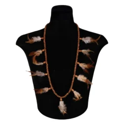 Indianenketting Parels Met Veren, Bruin