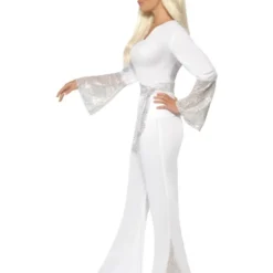 Jaren 70 Disco Dameskostuum, Wit -Kostuum Winkel jaren 70 disco dameskostuum wit 2