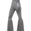 Jaren 70 Disco Flared Broek Dames, Zilver