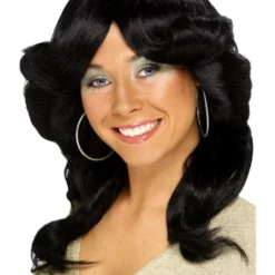 Jaren 70 Flick Pruik, Zwart