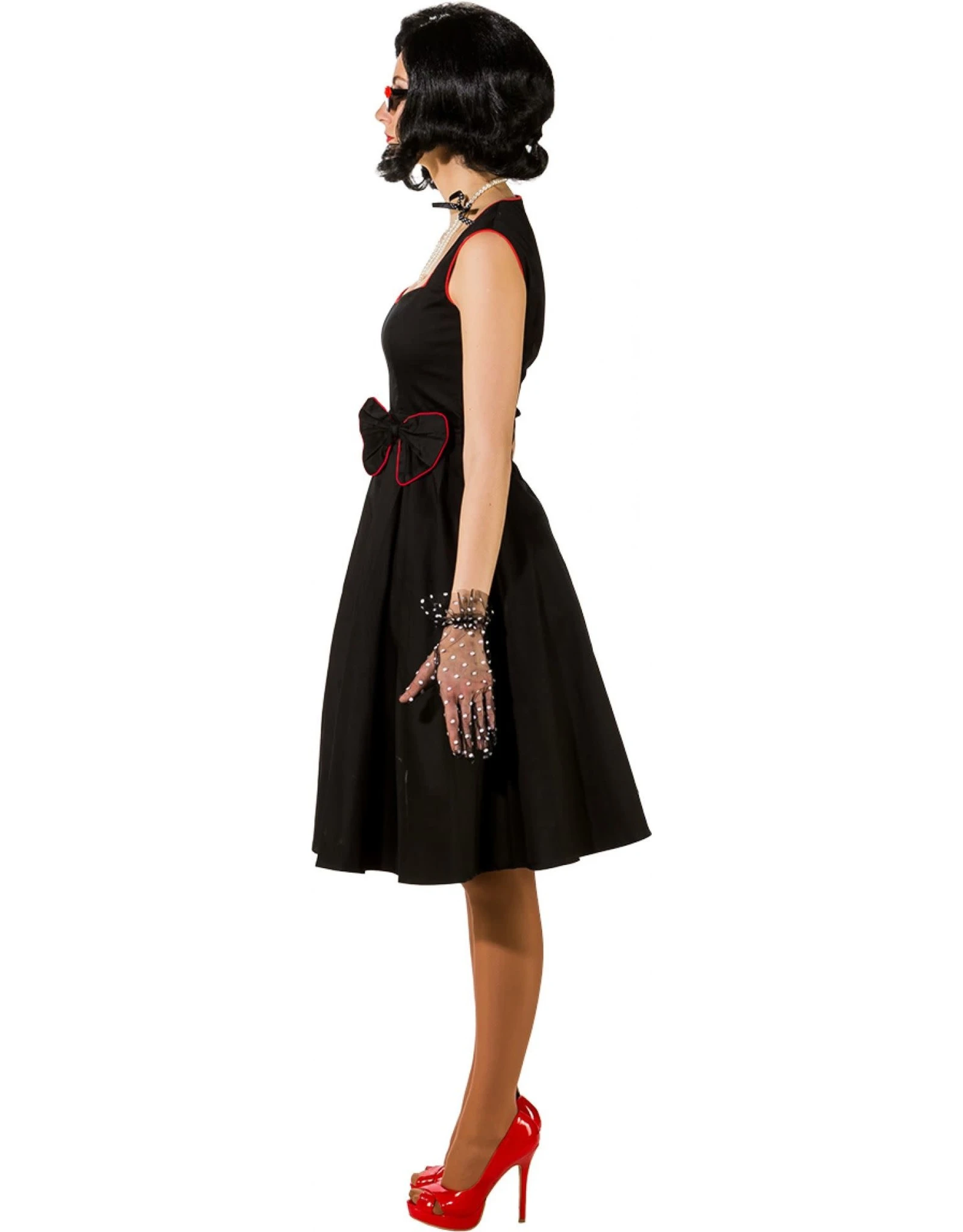 Jurk Rockabilly, Zwart Met Strik 2 Jurk Rockabilly, Zwart Met Strik - Afbeelding 2
