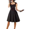 Jurk Rockabilly, Zwart Met Strik