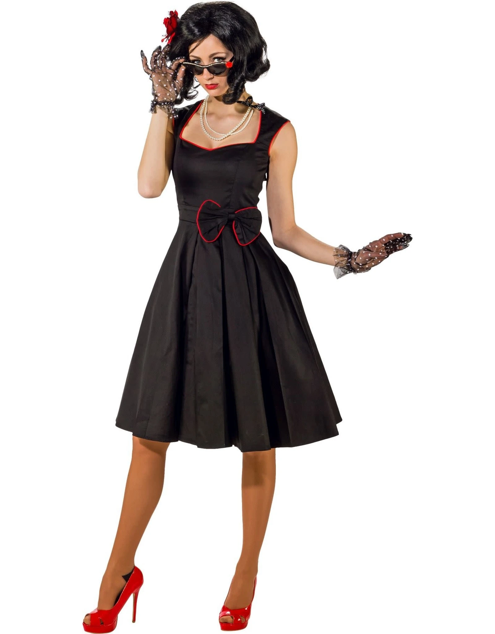 Jurk Rockabilly, Zwart Met Strik 1 Jurk Rockabilly, Zwart Met Strik