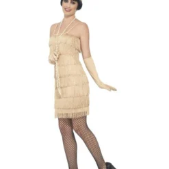Korte Flapper Charleston Jurk Goud -Kostuum Winkel korte flapper charleston jurk goud 4