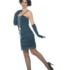 Korte Flapper Charleston Jurk Groen -Kostuum Winkel korte flapper charleston jurk groen 3