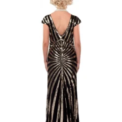 Lange Charleston Jurk Met Pailletten, Goud 5 Lange Charleston Jurk Met Pailletten, Goud -Kostuum Winkel lange charleston jurk met pailletten goud 2