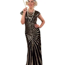 Lange Charleston Jurk Met Pailletten, Goud