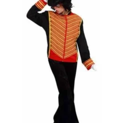Michael Jackson Jas Zwart/rood Met Gouden Bies