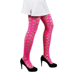 Panty Grote Gaten Fluor Pink