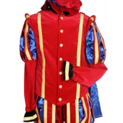 Piet Fluweel Luxe Met Cape "Malaga", Rood-Blauw