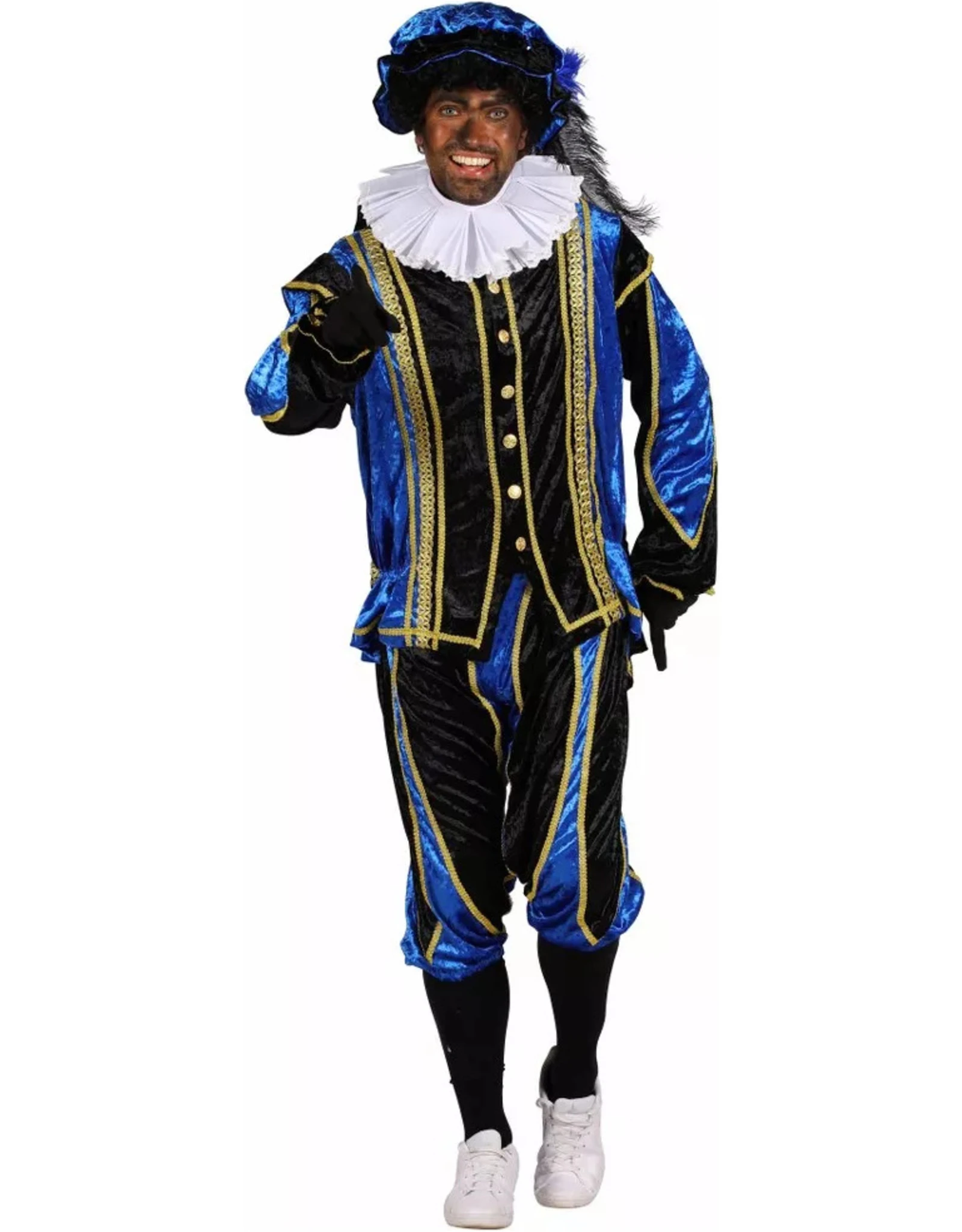 Piet Velours De Panne Met Cape "Bilbao", Blauw-Zwart 1 Piet Velours De Panne Met Cape "Bilbao", Blauw-Zwart