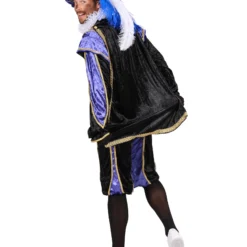 Piet Velours De Panne Met Cape "Bilbao", Paars-Zwart -Kostuum Winkel piet velours de panne met cape bilbao paars zwart 2