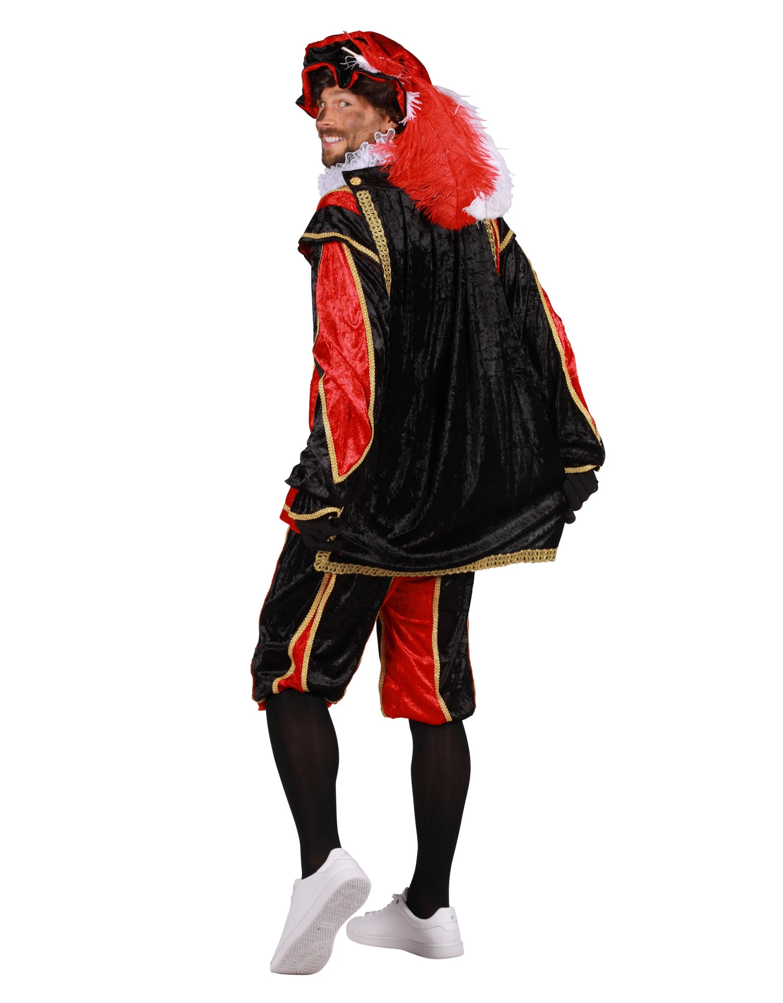 Piet Velours De Panne Met Cape "Bilbao", Rood-Zwart 2 Piet Velours De Panne Met Cape "Bilbao", Rood-Zwart - Afbeelding 2