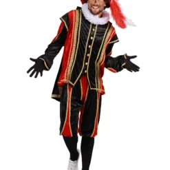 Piet Velours De Panne Met Cape "Bilbao", Rood-Zwart