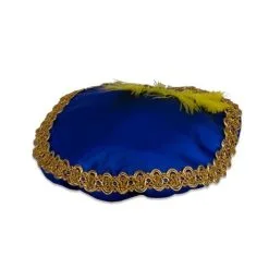 Pietbaret Satijn Met Veer Blauw
