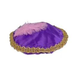 Pietbaret Satijn Met Veer Paars