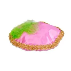 Pietbaret Satijn Met Veer Roze