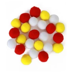 Pom Pom 2 Cm Rd-wt-gl 24 Stuks