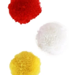 Pom Pom 5cm Rd-wt-gl 12 Stuks