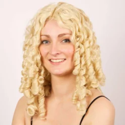 Pruik Fijne Krullen Blond