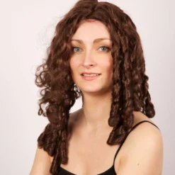 Pruik Fijne Krullen Bruin