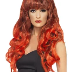 Siren Pruik, Rood/Zwart