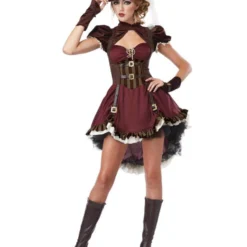 Steampunk Dame Bordeaux Rood/Bruin