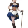 Steampunk Fantasy Dame Beige/Blauw