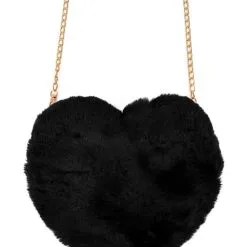 Tasje Pluche Hart Zwart