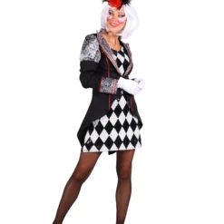 Themakostuum Clown Pierro, Zwart-Zilver -Kostuum Winkel themakostuum clown pierro zwart zilver 2