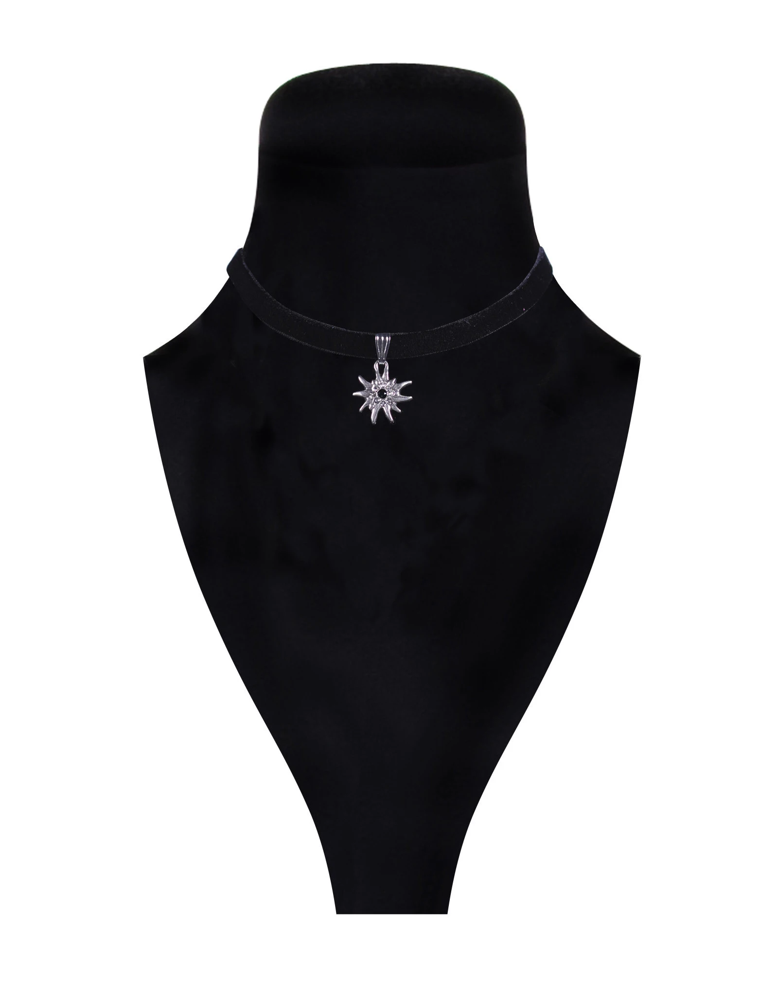 Trachten Sieraad Edelweiss, Zwart-Zilver 1 Trachten Sieraad Edelweiss, Zwart-Zilver