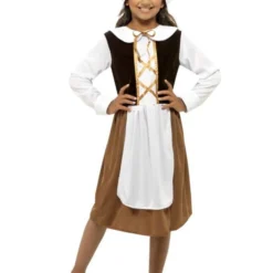 Tudor Meisjes Kostuum, Bruin